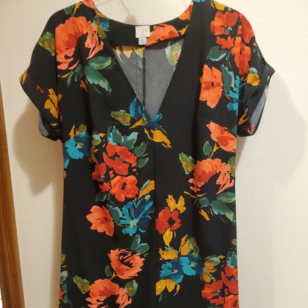 Black Floral Print Dress